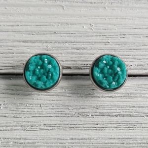 Non Nickel Turquoise Druzy Geode stud earrings